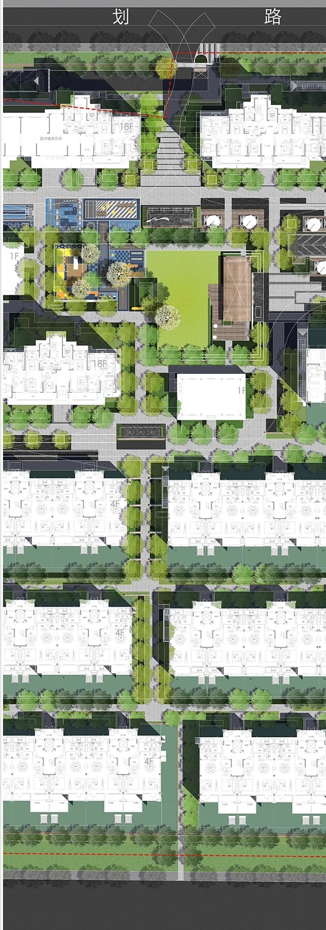 2023住宅小区景观彩平图PSD源文件现代居住大区景观彩平图ps素材-花瓣网