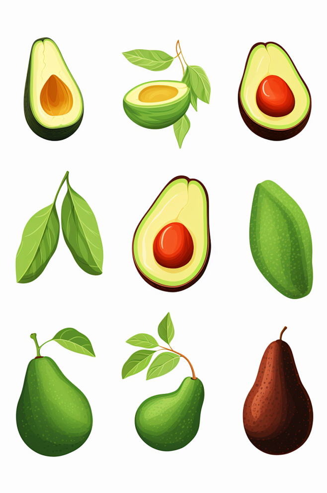 AI数字艺术美味水果营养牛油果插画-众图...