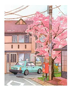 ☾   转角的樱花树 

·钢笔淡彩超话水彩超话手绘超话遇见艺术超话#灵感的诞生# ​​​​