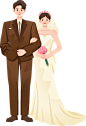 中西式婚礼人物插画-新婚夫妇