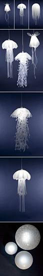 Roxy Towry-Russell是美国的一位女灯具及室内设计师,她最近推出一组名为《Medusae Pendant Lamps》（水母吊灯）的系列灯具设计，“这个不同寻常的设计会让您的家里看起来像海底世界，如果你喜欢海洋，你会喜欢它。”