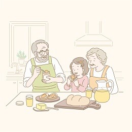 可爱宝宝温馨家庭日常生活淡彩手绘人物插画...
