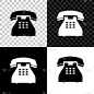 Telephone icon isolated on black, white and transp
