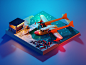 Tale Spin Night disney fanart seaduck talespin lowpolyart diorama low poly model isometric lowpoly render design blender illustration 3d