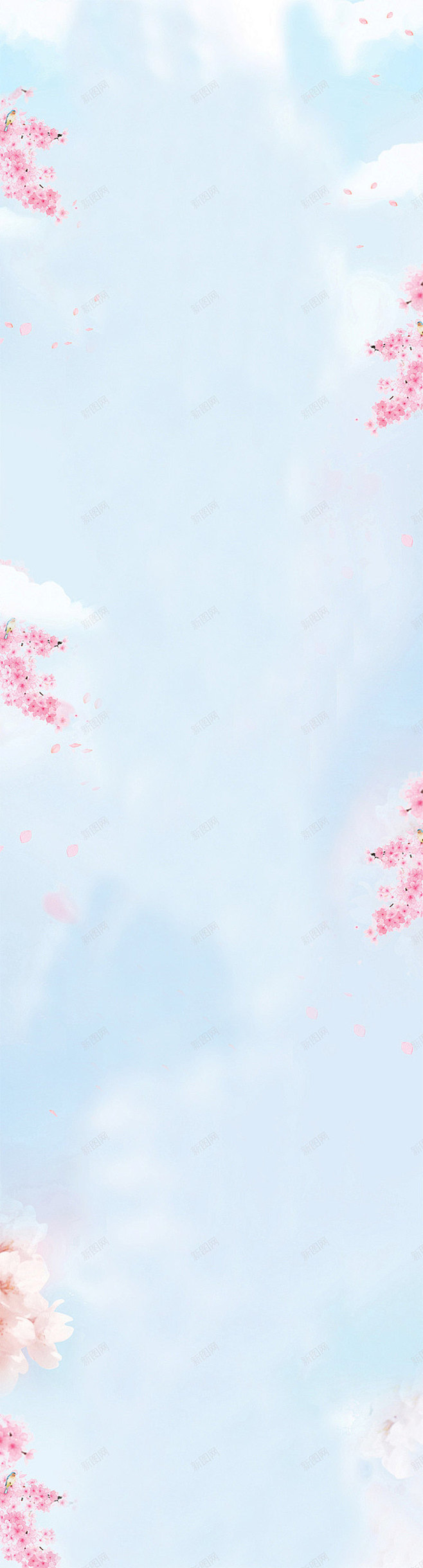 蓝粉背景，桃花背景，落花