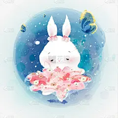 可爱的动物在水彩画风格