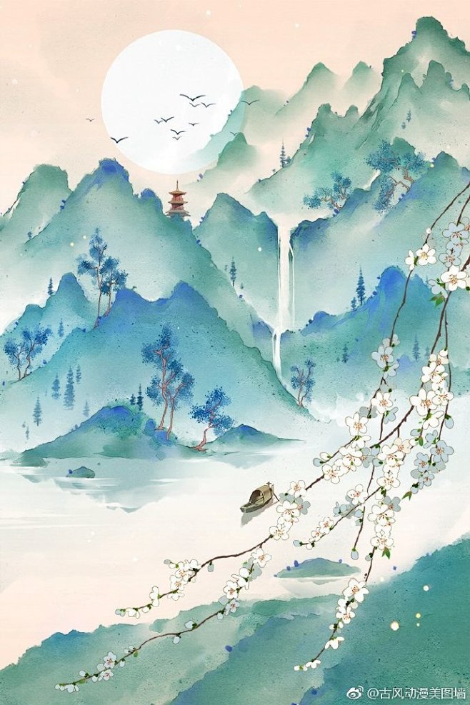 古风壁纸远看山有色，近听水无声。 春去...