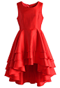 La Belle Waterfall Prom Dress in Ruby - Retro, Indie and Unique Fashion