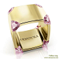 Trilliants ring in 18ct yellow gold with pink diamonds from www.Armoua.com...: 