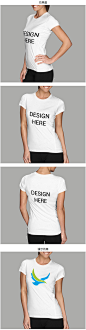 品牌VI企业公司服装女士短袖T-ShirtT恤文化衫设计展示样机PS素材
