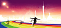 赛跑激情狂欢紫色海报banner背景高清素材 校园 免费下载 页面网页 平面电商 创意素材