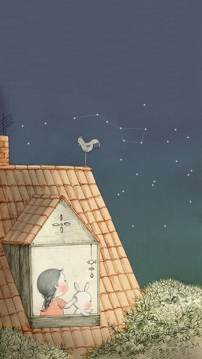 插画家coniglio小胖妮儿和兔子的手绘插画