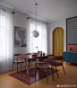 #帕森斯设计学院[超话]##室内设计# 色彩浓烈而充满形式感的室 | 印象笔记网页版