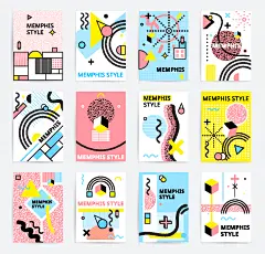 彩色简约创意高端几何涂鸦矢量素材