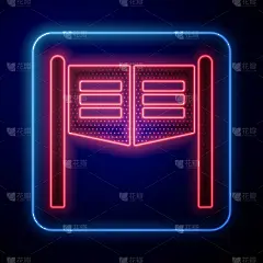 glowing neon old western swinging saloon door icon