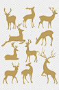 梅花鹿小鹿奔跑的鹿中国风手绘剪影-众图网