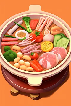 国潮立冬美食元素插画
