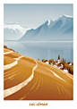 affiche digital painting Geneva ILLUSTRATION  lac Léman posters Switzerland