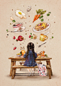 丰富而均衡的早餐，活力开始的新一天 ~ 来自韩国插画家Aeppol 的「森林女孩日记」系列插画。