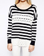stripe sweater with lace detail / asos