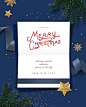 节日卡片 装饰饰品 蓝色背景 圣诞促销海报设计PSD tiw351f3105