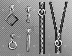 金属拉链扣，银拉链拉套