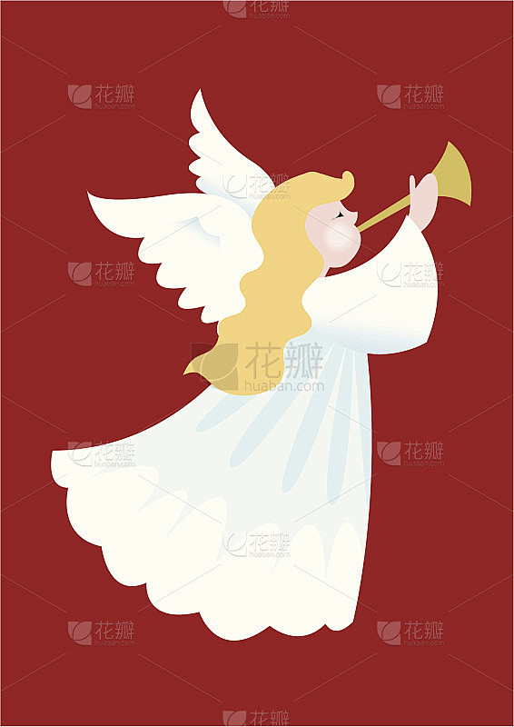 圣诞天使吹号角的插图