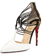 Christian Louboutin  Confusa T-Strap Leather Red Sole Pump, White/Black via: null