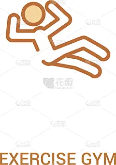 概念,计算机图标,学校体育馆,线条,极简构图,两个物体,白色,腰部,轮廓,锻炼