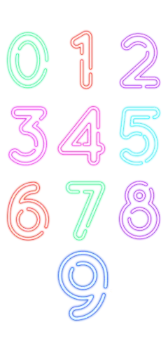 [美工云]华丽绚丽的霓虹灯数字_PNG：