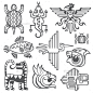 历史性的阿兹特克印加矢量符号玛雅神庙——纹身矢量Historic Aztec Inca Vector Symbols Mayan Temple - Tattoos Vectors抽象的,美国人,古代,动物,艺术,阿兹特克,鸟,黑色,文明,文化,装饰,设计师,绘图,头,历史,图标,插图,形象,印加,土著,玛雅,墨西哥,怪物,本地人,形状,标志,象征,传统的部落、矢量 abstract, american, ancient, animals, art, aztec, bird, black, civiliza