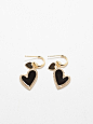 BLACK HEART DROP EARRING