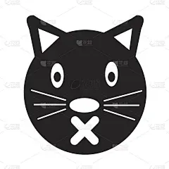 猫脸表情图标插画标志设计