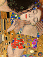 The Kiss by Gustav Klimt (detail), oil and gold leaf on canvas, 1907–1908