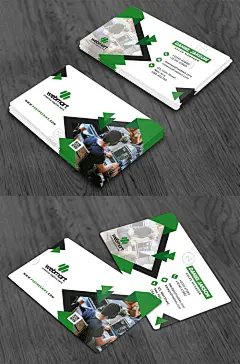 绿色人物头像个人名片模板