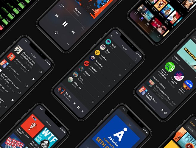 精致音乐app界面设计ios12暗黑模式ui界面