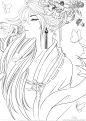 黑白 线稿古风
