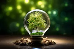 绿色植物灯泡绿色环保节能宣传摄影图