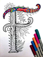 Letter F Zentangle  Inspired by the font Harrington by DJPenscript: