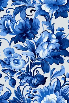 青花瓷拼花插图绘画