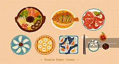 中国年菜插画元素集合图片素材