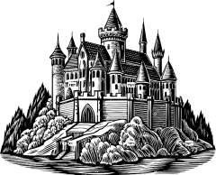城堡 建造 结构 中世纪 线条艺术 Ai产生的 草图