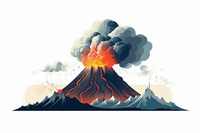 冒烟的火山口自然灾害火山喷发插画