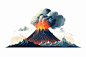冒烟的火山口自然灾害火山喷发插画