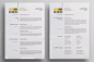 Resume / CV Template : O V E R V I E WClean, Modern and Professional Resume and Letterhead design. Fully customizable easy to use and replace color & text.H I G H L I G H T S 2 pages resume template ( A4 & US Letter ) with Bleed Compatibility with