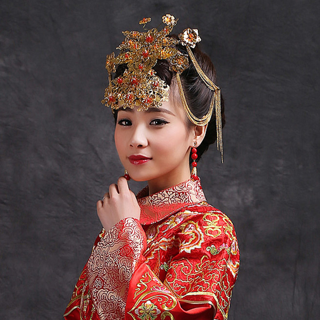 新娘凤冠 中式婚礼秀禾服头饰 发钗 古装...