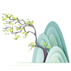 设计扁平化中国风山水免抠元素