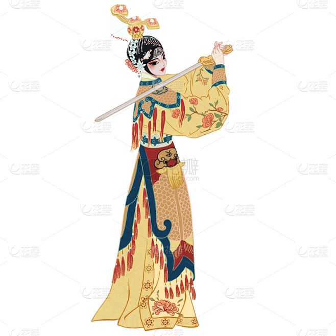 手绘-京剧人物插画贴纸-旦角5