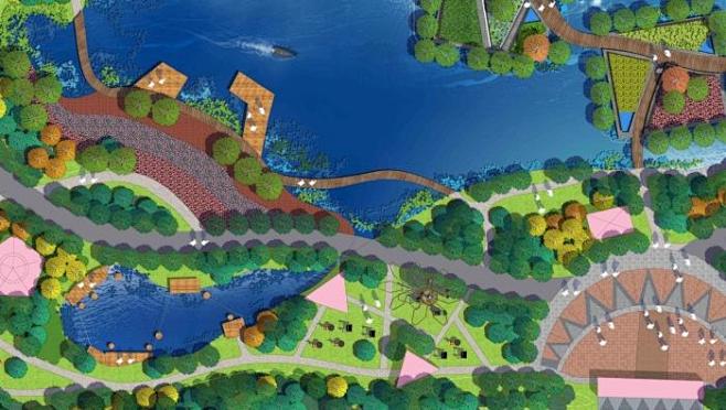 平面图psd儿童公园游乐设施滨水儿童乐园景观规划总彩平图ps素材淘宝