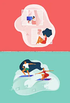 20款极简个性ins现代艺术时尚抽象人物插图插画设计ai素材源文件下载_颜格视觉